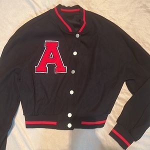 Fun Black and Red initial varsity style jacket